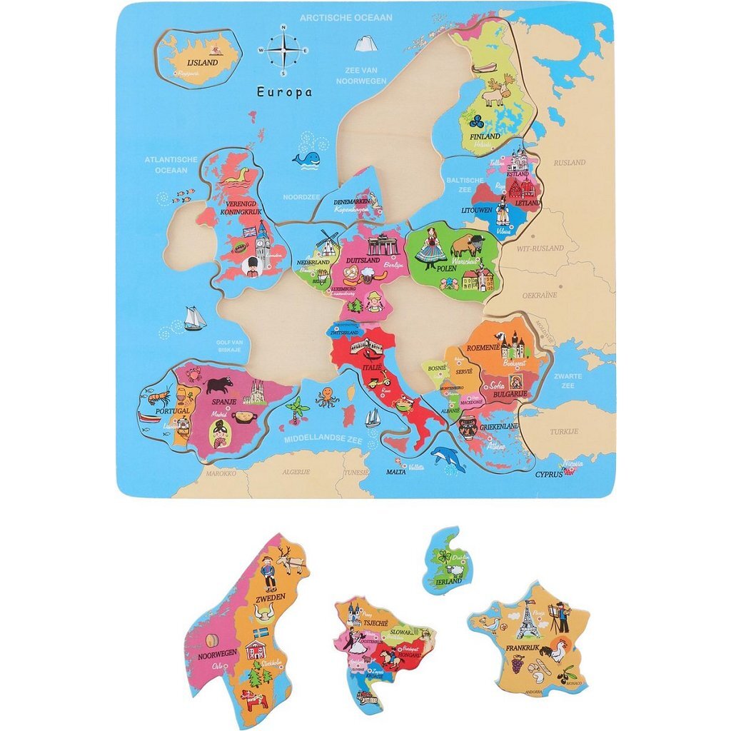 Marionette Houten Puzzel Europa 18-Delig 30X30 Cm