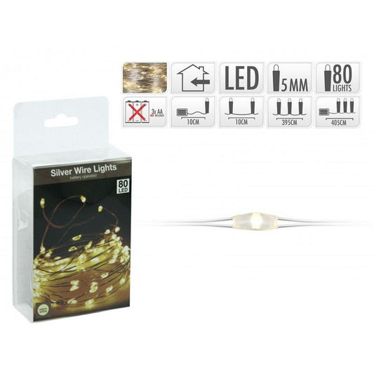Basic Zilverdraad Led 80 Lichtjes Warm Wit