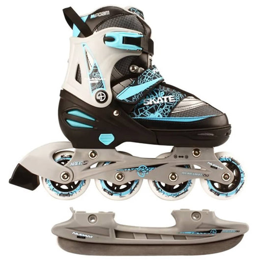 Nijdam Inline- En Ijsschaatsen Combo 35-38 Zwart/Zilver/Blauw 52Sz