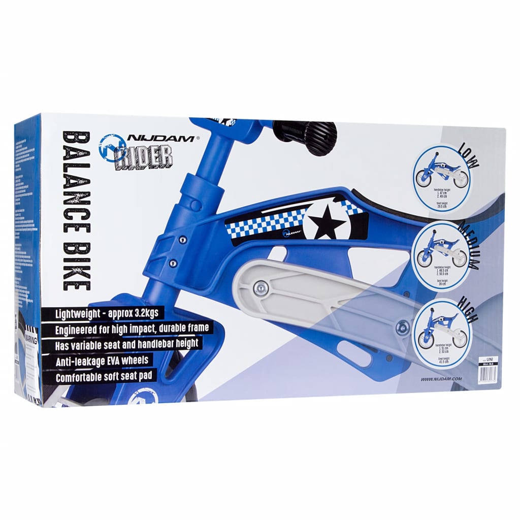Nijdam Loopfiets Verstelbaar N Rider 10 Inch Junior Blauw