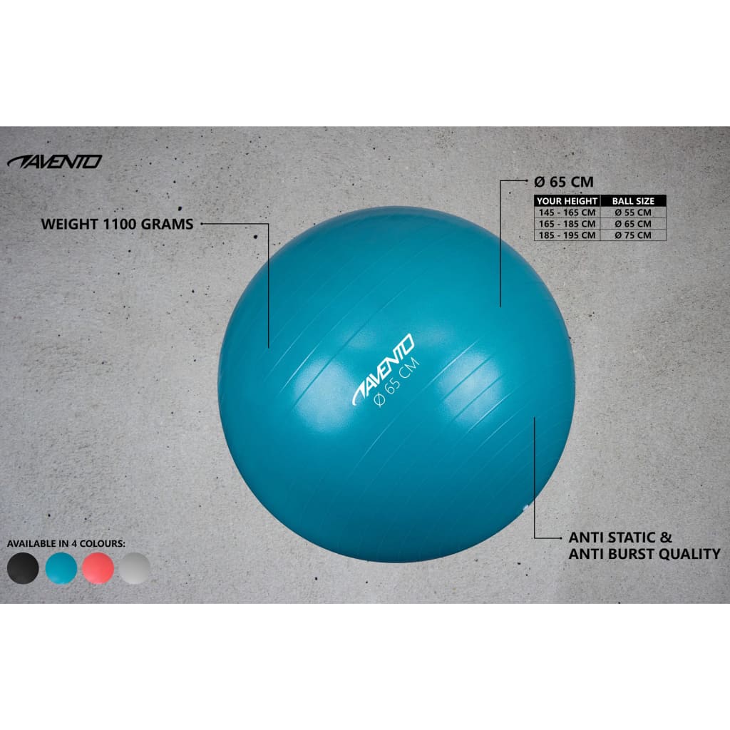 Avento Fitnessbal 65 Cm Zilverkleurig