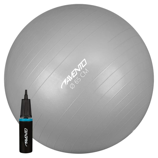 Avento Fitnessbal Met Pomp 65 Cm Zilverkleurig
