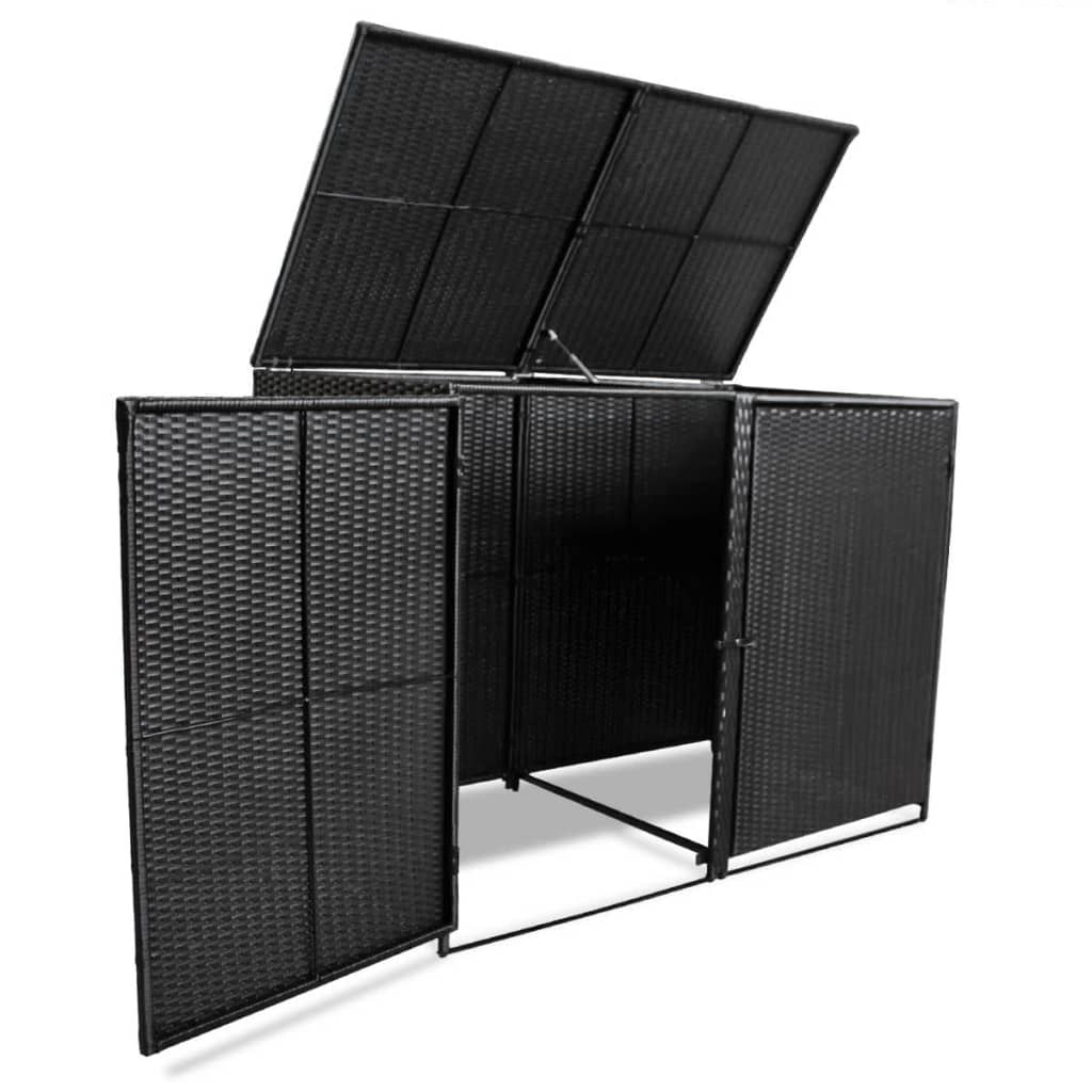 Containerberging Dubbel 148X80X111 Cm Poly Rattan Zwart
