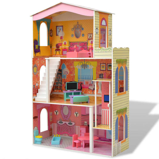 Poppenhuis 3 Verdiepingen 73X32X116 Cm Hout