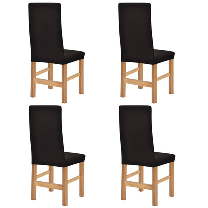 Stoelhoezen Stretch 4 Stuks Bruin Polyester Ribstof