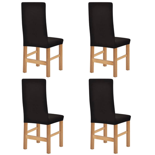 Stoelhoezen Stretch 4 Stuks Bruin Polyester Ribstof