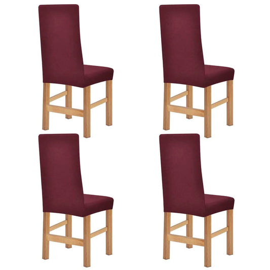 Stoelhoezen Stretch 4 Stuks Bordeauxrood Polyester Ribstof
