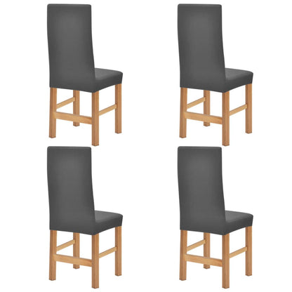Stoelhoezen Stretch 4 Stuks Grijs Polyester Ribstof