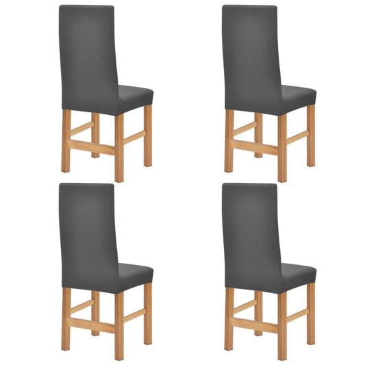 Stoelhoezen Stretch 4 Stuks Grijs Polyester Ribstof