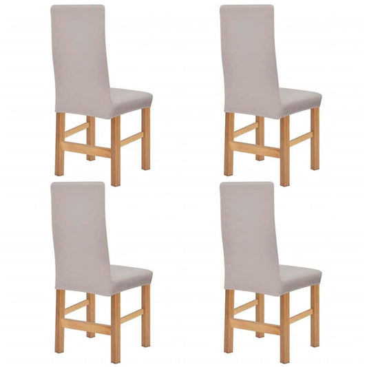 Stoelhoezen Stretch 4 Stuks Beige Polyester Ribstof