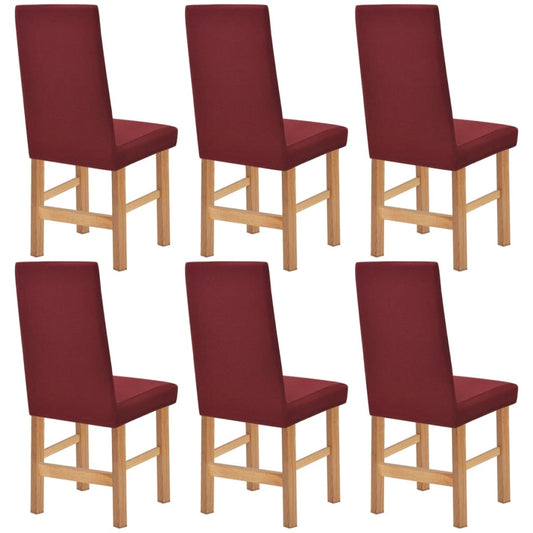 Meubelhoes Voor Stoel Stretch Piqué Bordeauxrood 6St