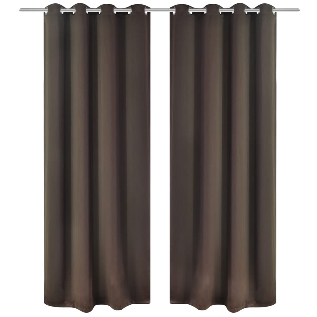 Gordijnen Met Metalen Ringen Verduisterend 135X175 Bruin 2 St