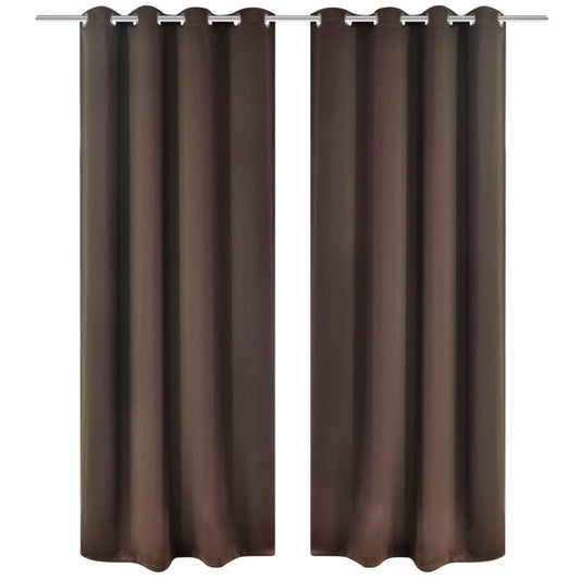 Gordijnen Met Metalen Ringen Verduisterend 135X175 Bruin 2 St