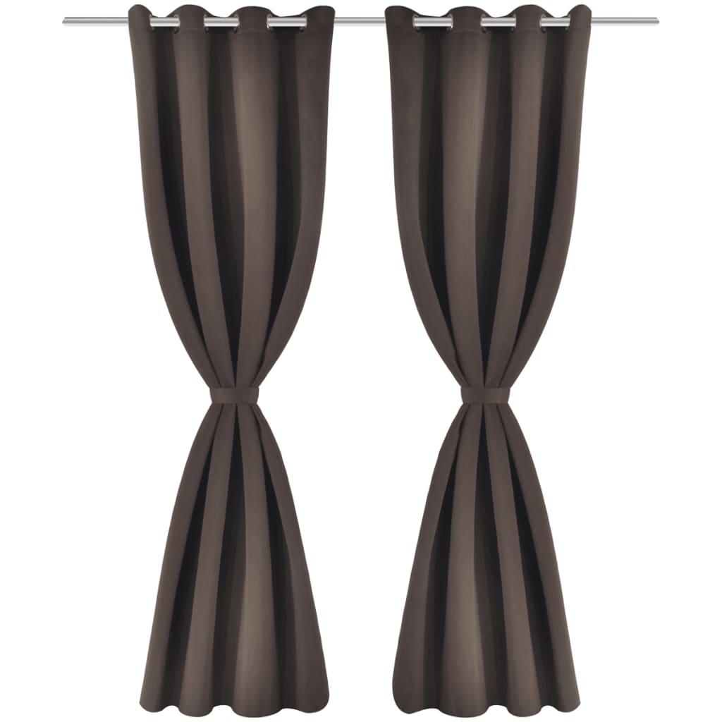 Gordijnen Met Metalen Ringen Verduisterend 135X175 Bruin 2 St