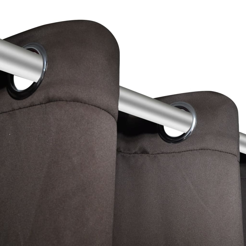 Gordijnen Met Metalen Ringen Verduisterend 135X175 Bruin 2 St