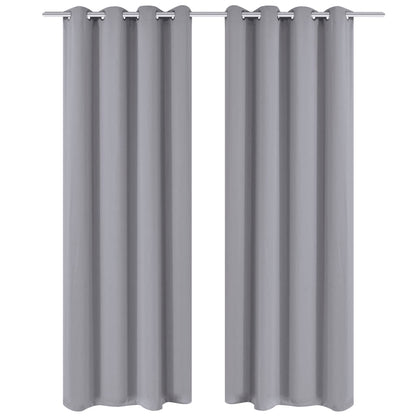 Gordijnen Met Metalen Ringen Verduisterend 135X175 Grijs 2 St