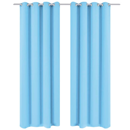Gordijnen Met Metalen Ringen Verduisterend 135X175 Turquoise 2 St