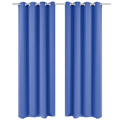 Gordijnen Met Metalen Ringen Verduisterend 135X175 Blauw 2 St