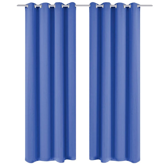 Gordijnen Met Metalen Ringen Verduisterend 135X175 Blauw 2 St