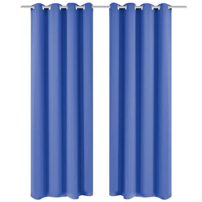 Gordijnen Met Metalen Ringen Verduisterend 135X245 Blauw 2 St