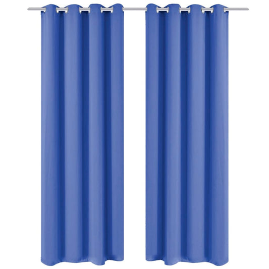 Gordijnen Met Metalen Ringen Verduisterend 135X245 Blauw 2 St