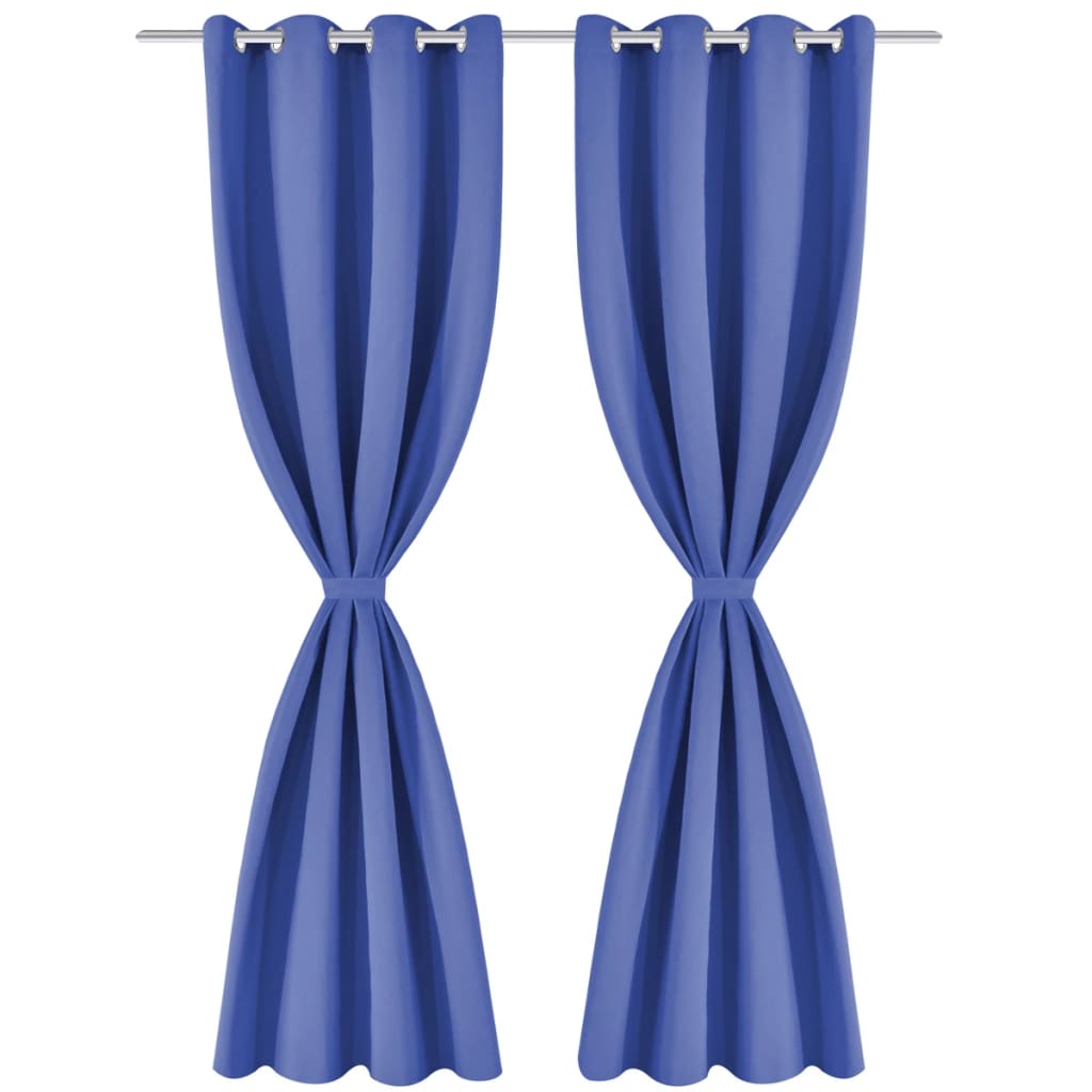 Gordijnen Met Metalen Ringen Verduisterend 135X245 Blauw 2 St