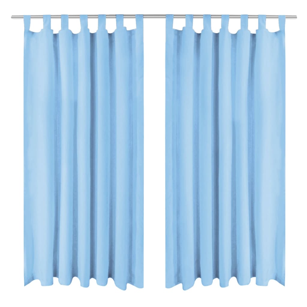 Micro-Satijnen Gordijnen Met Lussen 140X225 Cm Turquoise 2 St