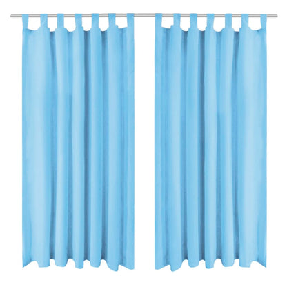 Micro-Satijnen Gordijnen Met Lussen 140X225 Cm Turquoise 2 St