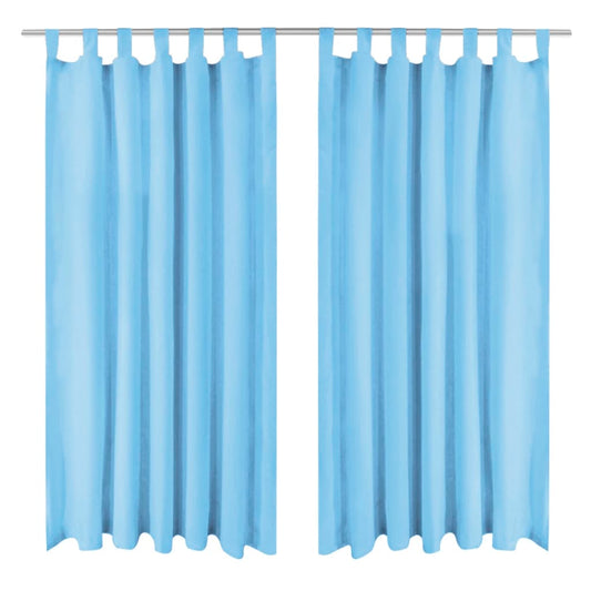 Micro-Satijnen Gordijnen Met Lussen 140X225 Cm Turquoise 2 St