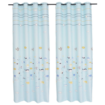 Kindergordijnen Verduisterend 140X240 Cm Blauw 2 St