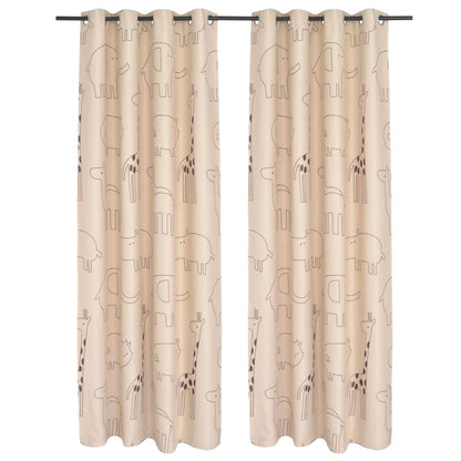 Kindergordijnen Verduisterend 140X240 Cm Beige 2 St