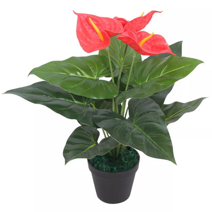 Kunst Anthurium Plant Met Pot 45 Cm Rood En Geel