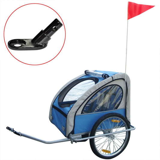 Kinderaanhangwagen Met Extra Aansluiting Blauw 36 Kg
