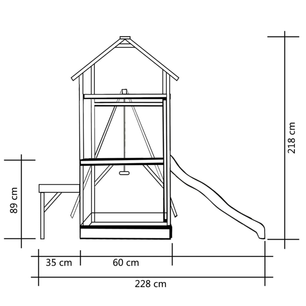 Speelhuis Met Glijbaan En Schommels 238X228X218 Cm Grenenhout