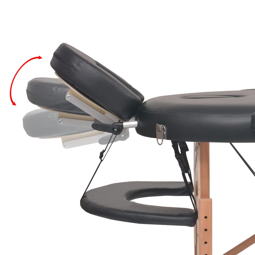 Massagetafel Inklapbaar 4 Cm Dik Met 2 Bolsters Ovaal Zwart