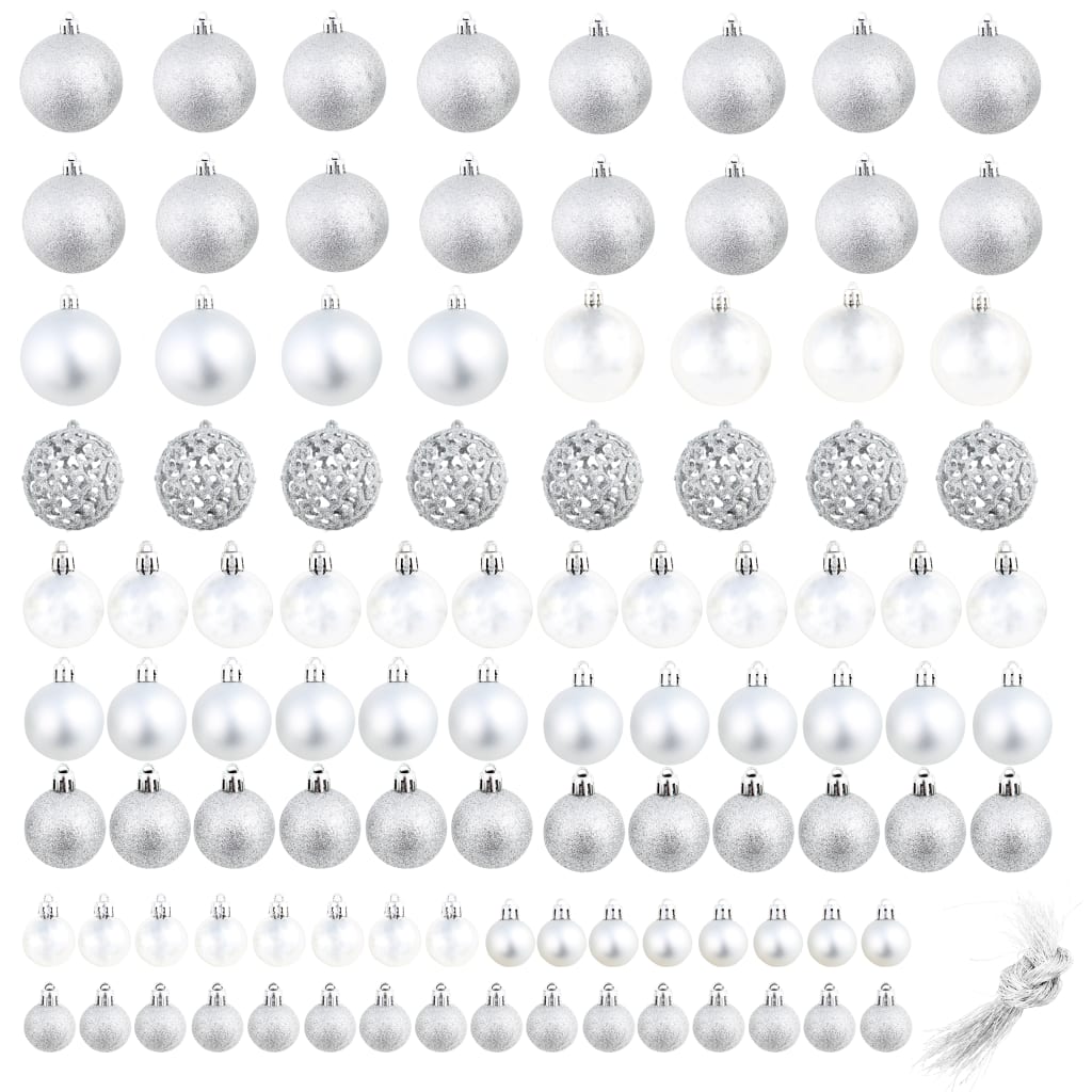 100-Delige Kerstballenset 3/4/6 Cm Zilverkleurig