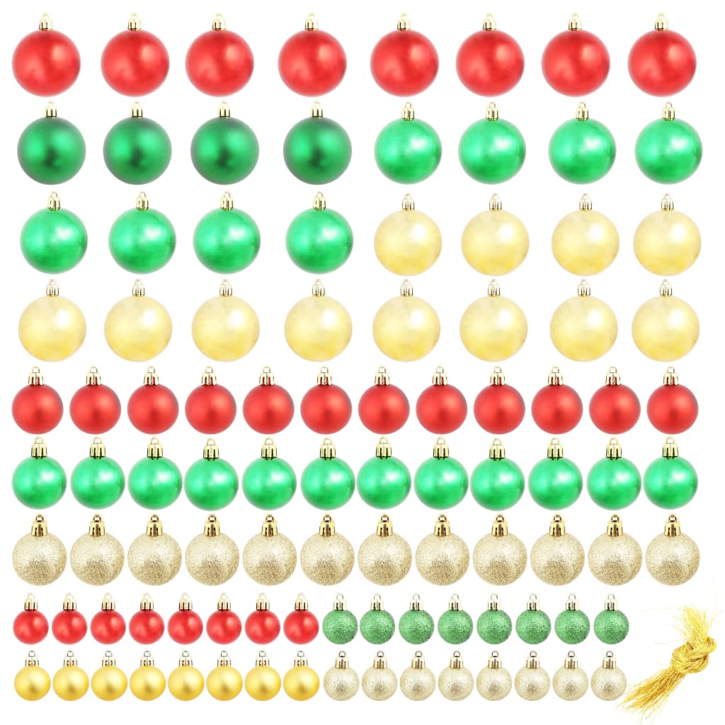 Kerstballen 100 St Rood/Goudkleurig/Groen
