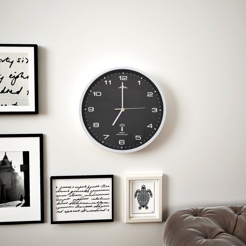 Wandklok Met Quartz Uurwerk Radiogestuurd 31 Cm Zwart