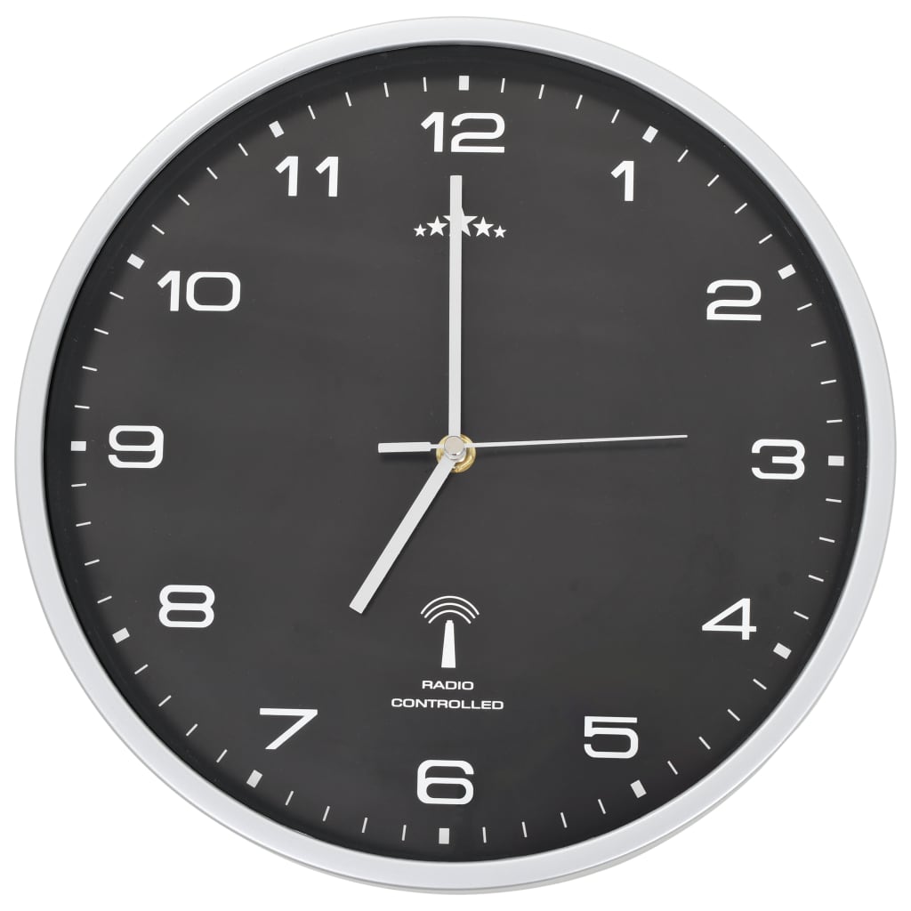 Wandklok Met Quartz Uurwerk Radiogestuurd 31 Cm Zwart