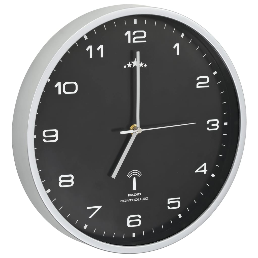 Wandklok Met Quartz Uurwerk Radiogestuurd 31 Cm Zwart