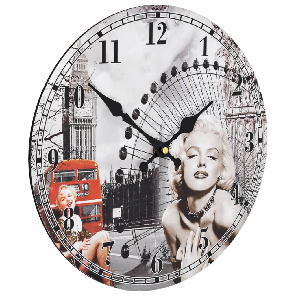 Wandklok Vintage Stijl Marilyn Monroe 30 Cm