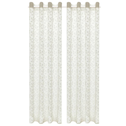 Glasgordijnen Warp-Gebreid 140X225 Cm Bladeren Crème 2 St