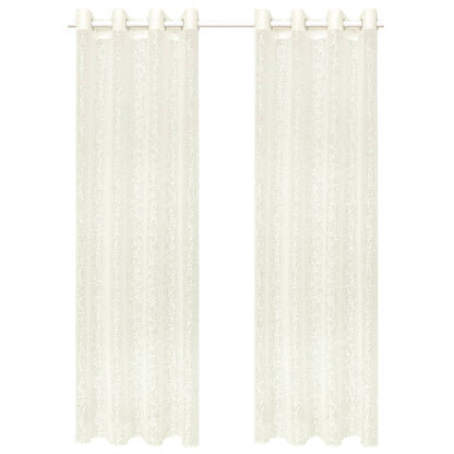 Glasgordijnen Warp-Gebreid 140X175 Cm Takken Crème 2 St