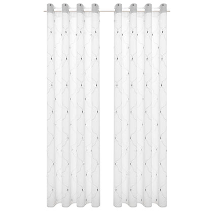 Glasgordijnen Geborduurd 140X175 Cm Wit 2 St