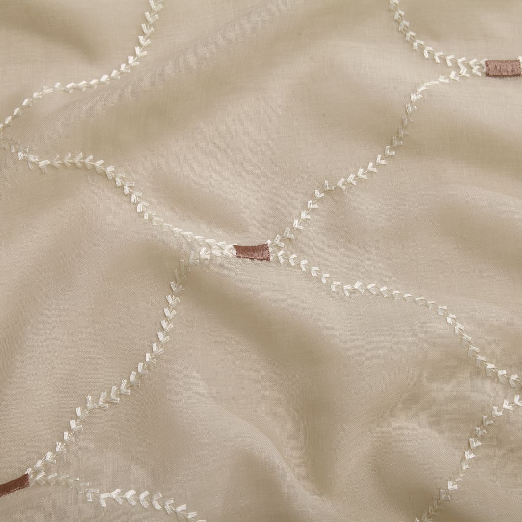 Glasgordijnen Geborduurd 140X225 Cm Beige 2 St