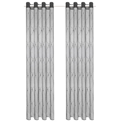 Glasgordijnen Geborduurd 140X225 Cm Grijs 2 St