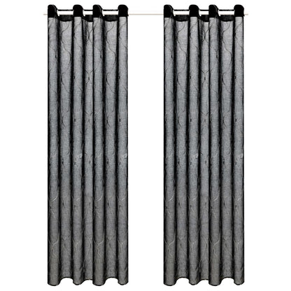 Glasgordijnen Geborduurd 140X245 Cm Zwart 2 St