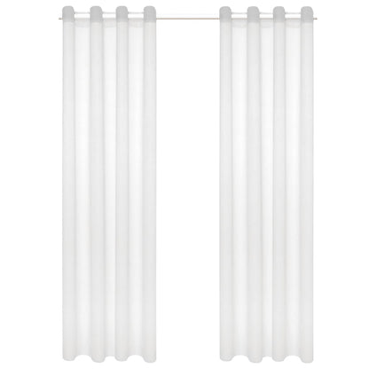 Glasgordijnen Linnen-Look 140X175 Cm Wit 2 St
