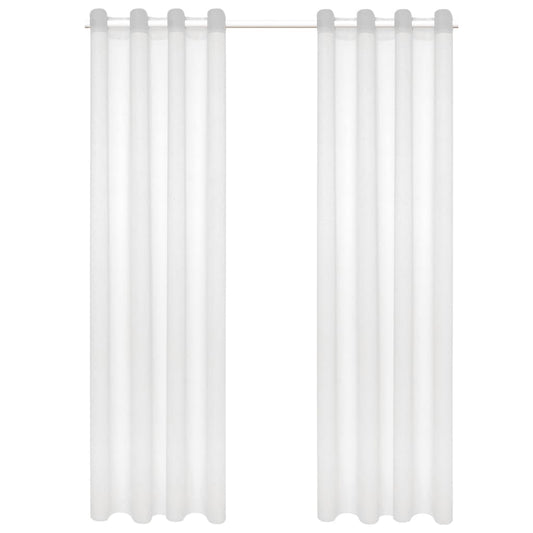 Glasgordijnen Linnen-Look 140X225 Cm Wit 2 St