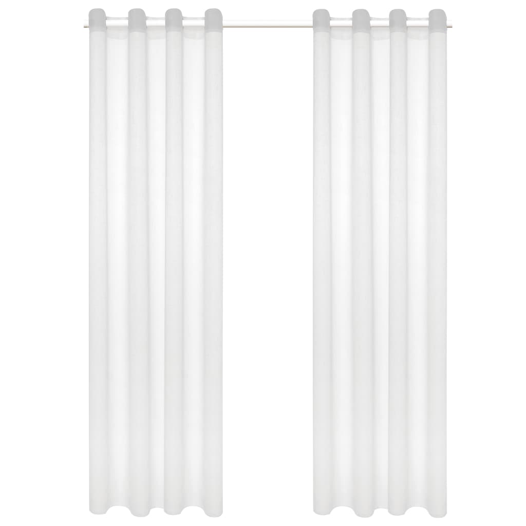 Glasgordijnen Linnen-Look 140X245 Cm Wit 2 St